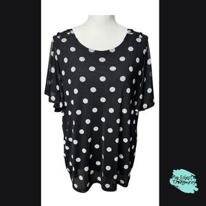 Black and White Polka Dot Bell Sleeve Blouse